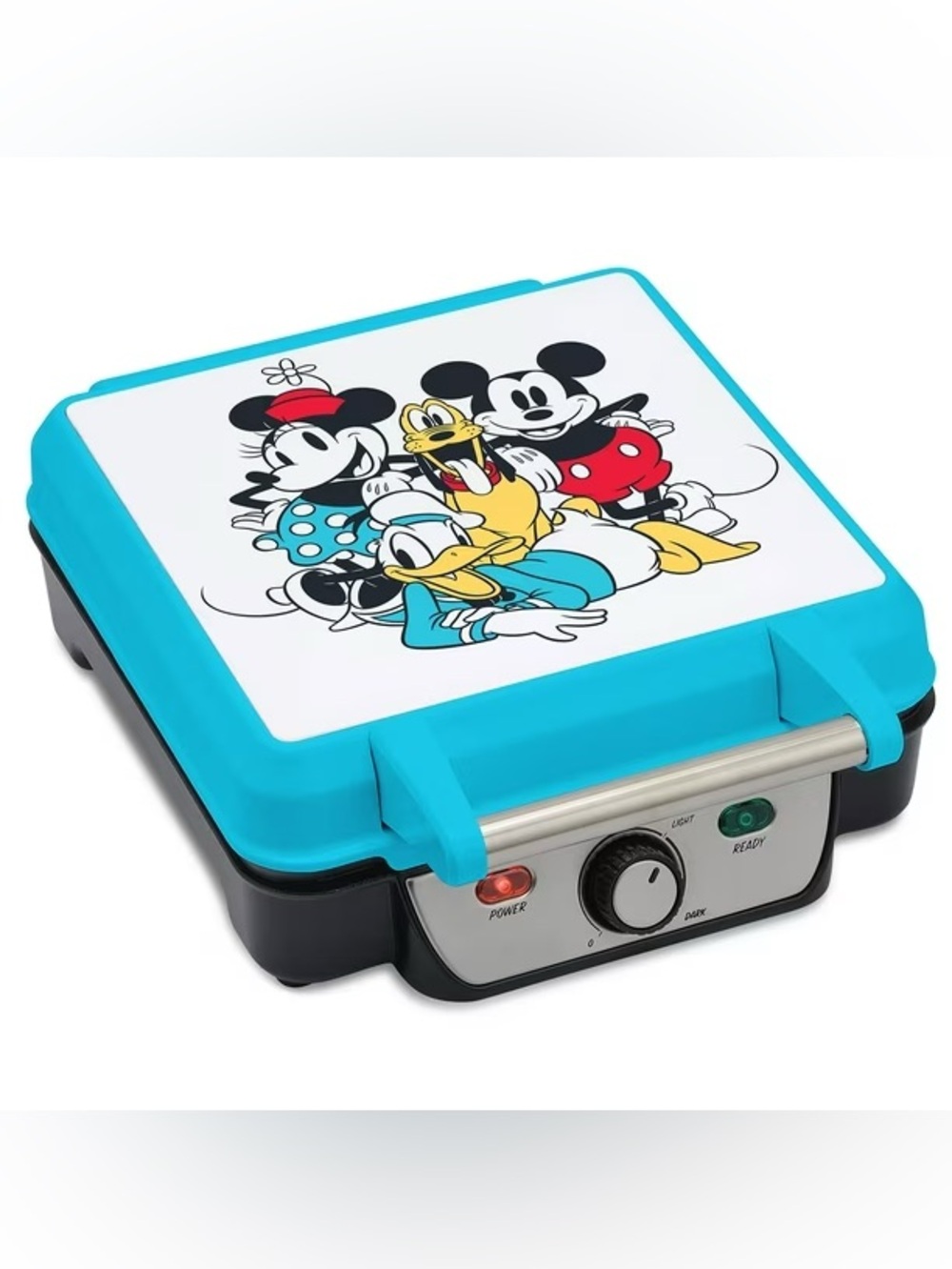 New Disney Mickey Mouse, Minnie, Donald & Pluto Blue Electric Waffle Maker